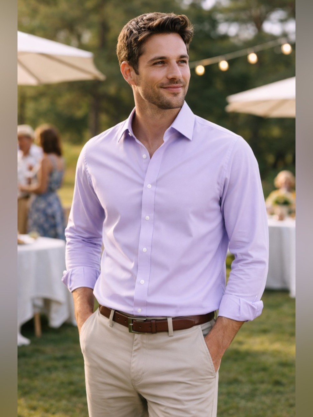 Brooks Brothers Classic Fit Dress Shirt 17.5 35 Purple‎ Non-Iron Supima Cotton